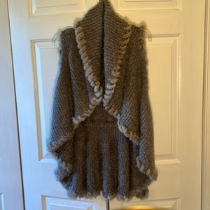Love Token. Rabbit trimmed grey sweater vest.  Size large
